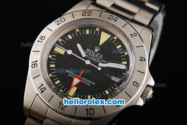 Rolex Explorer II Swiss ETA 2836 Automatic Movement Working GMT with Black Dial-Yellow Stick Markers - Click Image to Close